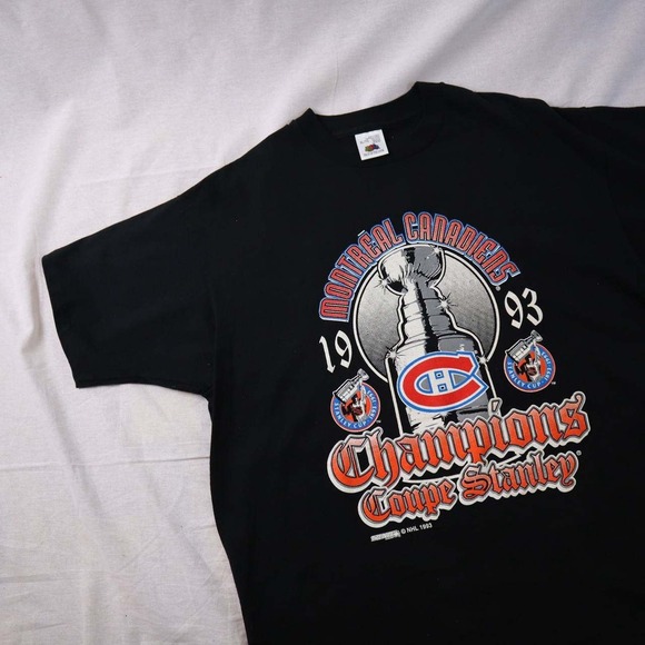 Vintage 1993 Montreal Canadiens Stanley Cup Champions Single Stitch T Shirt XL - Picture 1 of 8